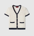 Gucci 824722 XKESV,Gucci cotton crochet cardigan,Gucci short sleeve white cardigans,Gucci short sleeve cardigan,Gucci white c