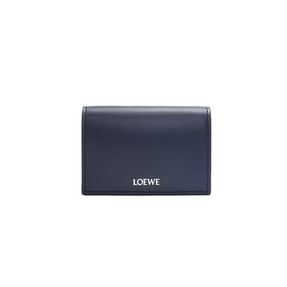Loewe Slim bifold cardholder in shiny nappa calfskin,Loewe bifold card holder,Loewe men’s cardholder,Loewe navy cardholder in