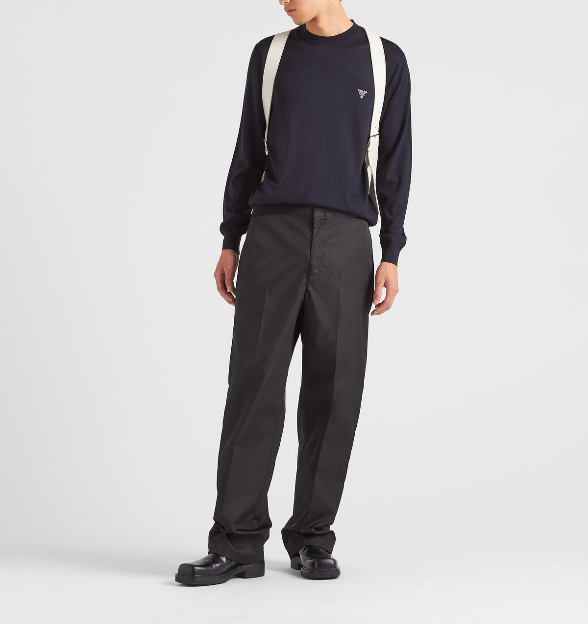 Winniemodo,Winnie modo,Prada UMB264,Prada superfine wool crew neck sweater,Prada sweater,Prada sweater navy,Prada sweater men