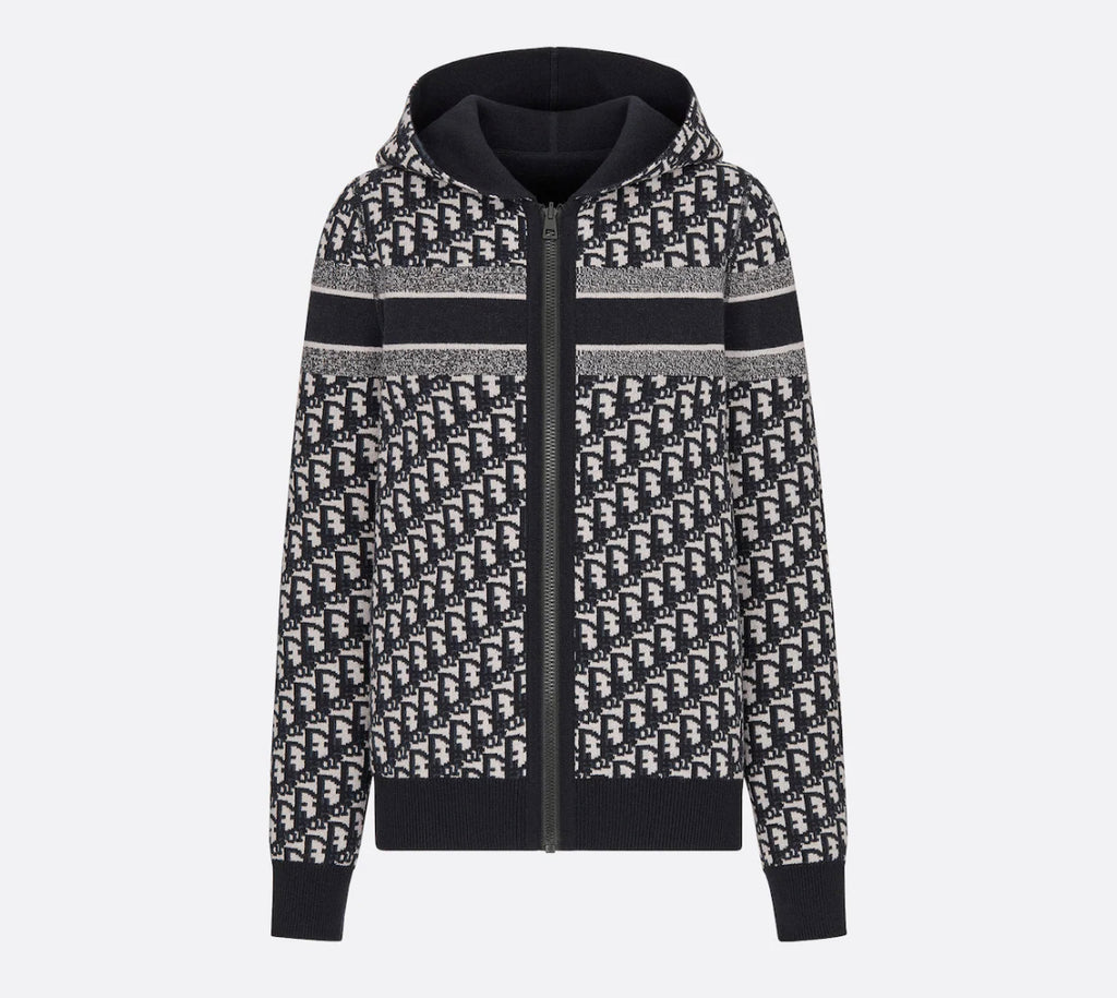 Dior reversible zipped cardigan with hood