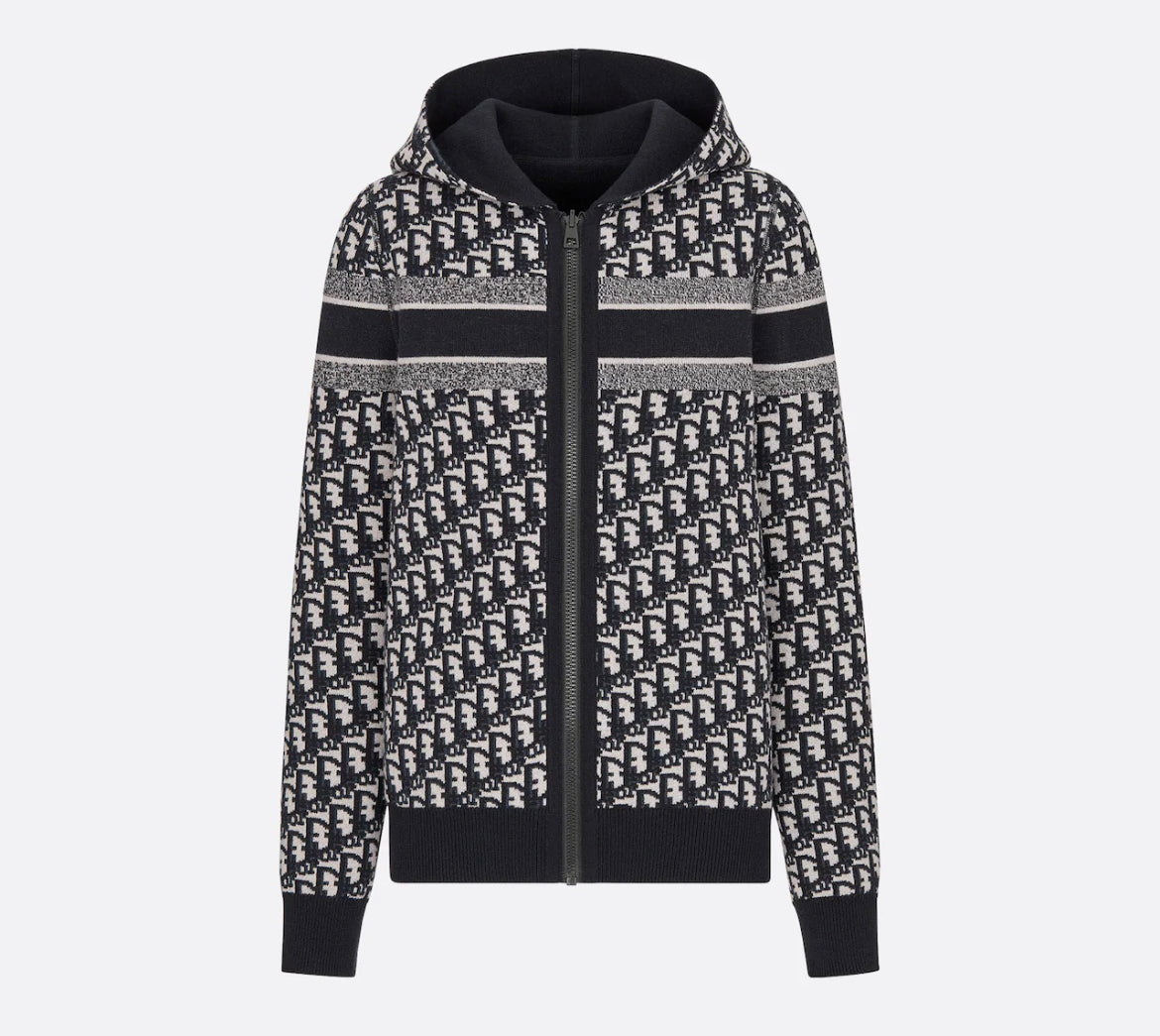 Dior reversible zipped cardigan with hood
