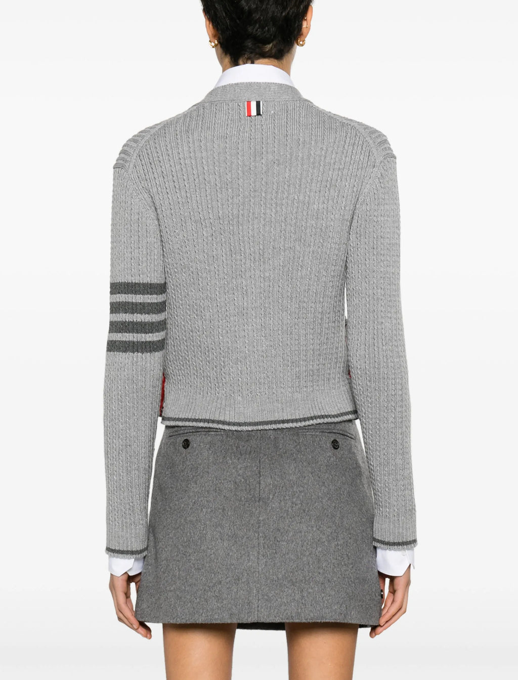 Thom Browne white cardigan,Thom Browne FKC588AY1024,Thom Browne cardigan,Thom Browne women’s,Thom Browne cardigan authenticit