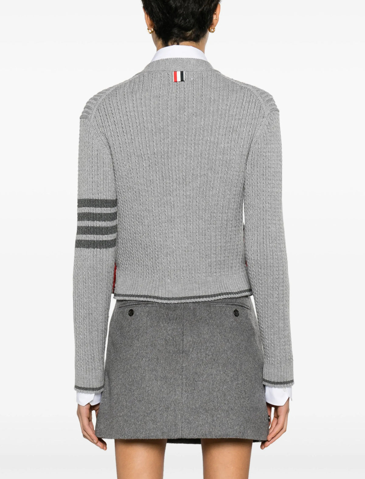 Thom Browne white cardigan,Thom Browne FKC588AY1024,Thom Browne cardigan,Thom Browne women’s,Thom Browne cardigan authenticit