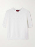 Gucci 820703 XKE06,Gucci pointelle knit cotton sweater,Gucci white monogram sweater,Gucci womens white sweater,Gucci white sw