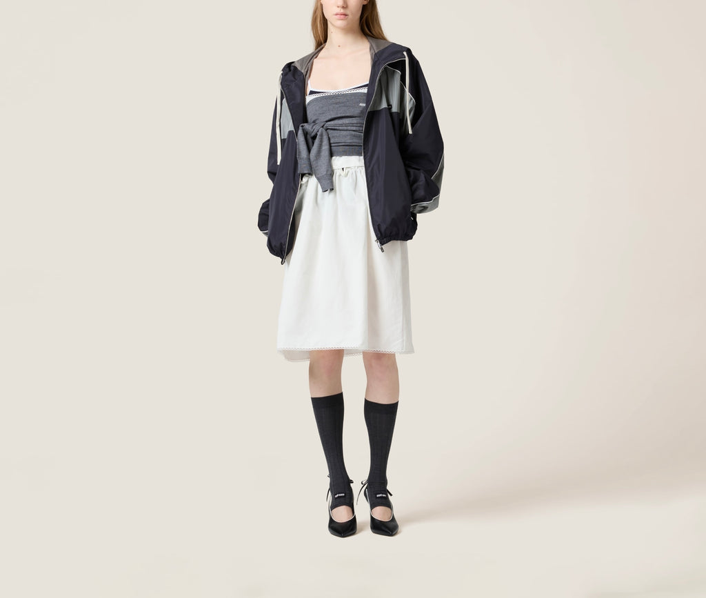 MIU MIU ML1220SOOO163P,Miu Miu zipper blouson jacket,Miu Miu technical jacket,Miu Miu silk zip up jacket,Miu Miu silk zip up