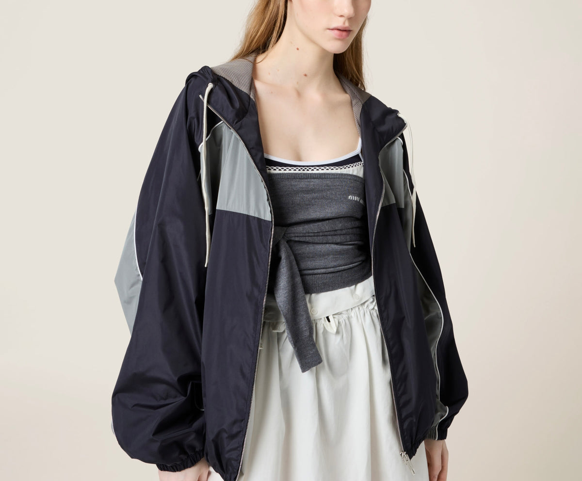 MIU MIU ML1220SOOO163P,Miu Miu zipper blouson jacket,Miu Miu technical jacket,Miu Miu silk zip up jacket,Miu Miu silk zip up