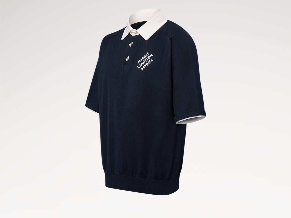 Louis Vuitton 1AHUJI,LV 1AHUJI,Louis Vuitton embroidered short sleeved polo shirt,LV embroidered polo shirt,Louis Vuitton nav