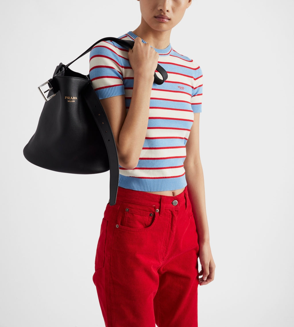 Prada P24S2H_17KK_F0A0E_S_OOO,Prada striped crewneck cotton sweater,Prada striped sweater,Prada striped blue sweater,Prada st