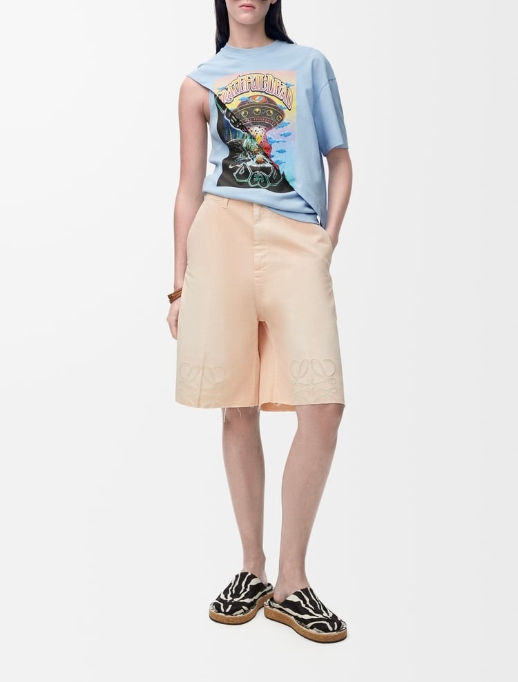 Loewe S616Y23X50,Loewe draped top in cotton,Loewe draped top,Loewe draped blue top,Loewe draped top on sale,Loewe blue top,Lo
