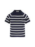 MIU MIU MMR44117NCF0761,Miu Miu striped mock turtleneck sweater,Miu Miu striped sweater,Miu Miu striped blue sweater,MIU MIU