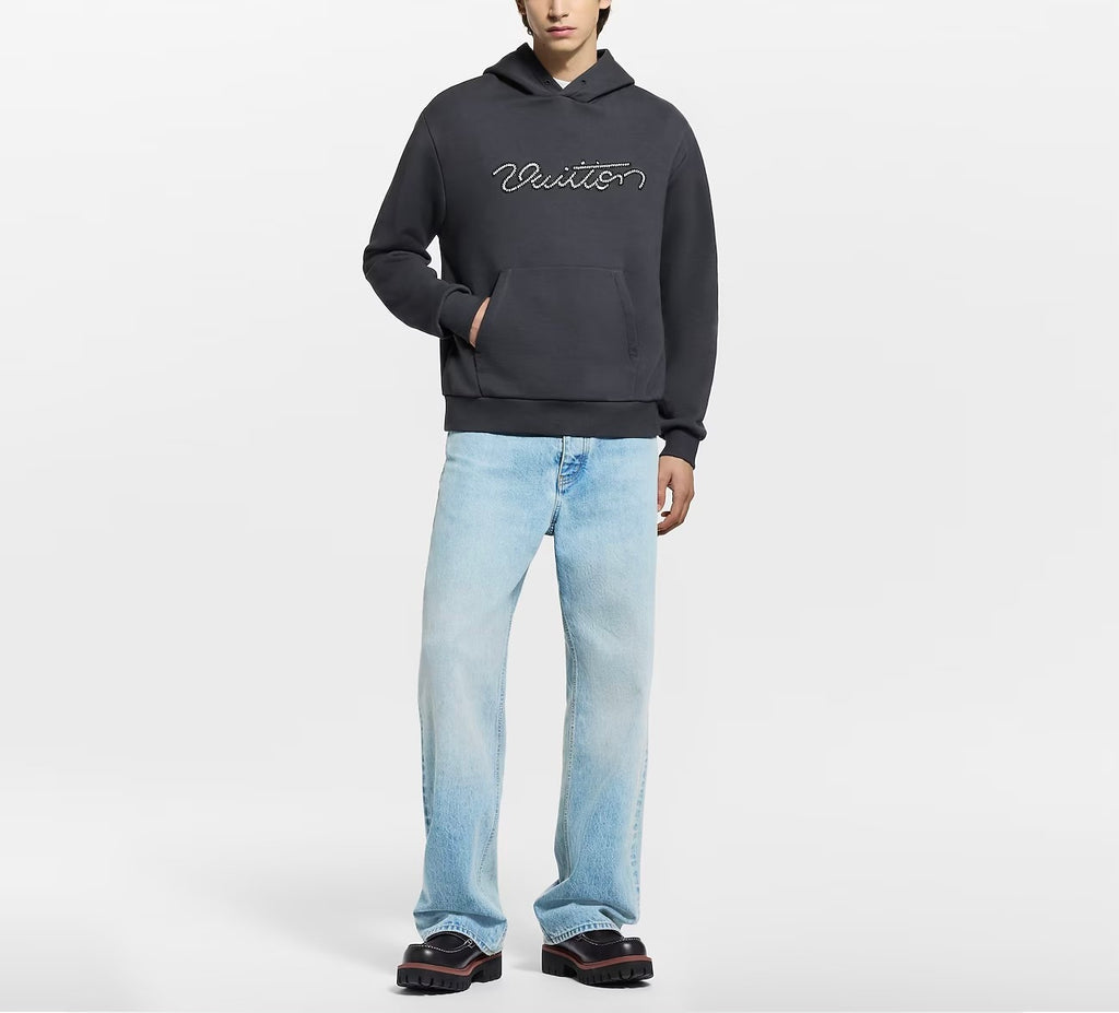 Winniemodo,Winniemodony,Louis Vuitton 1AJCFN,LV 1AJCFN,LV embellished signature hoodie,Louis Vuitton grey hoodie,LV grey hood