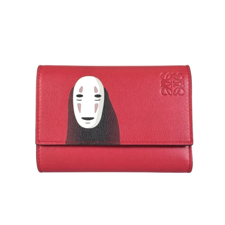 Loewe Spirited Away Noface Kaonasi Red Leather Wallet,Loewe kaonashi wallet,Loewe studio ghibli spirited away kaonashi wallet