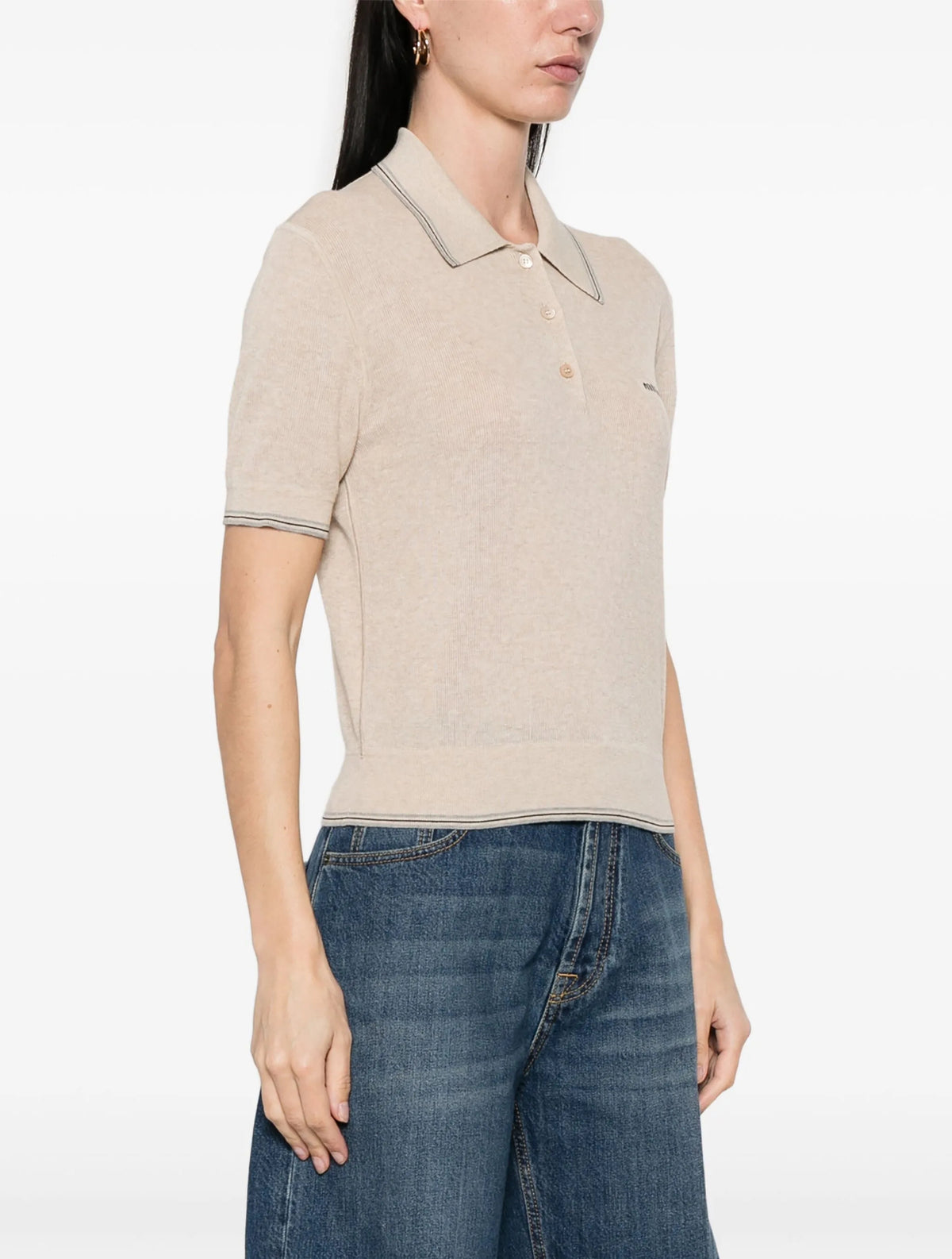 MIU MIU MML95616OPSOOO,Miu Miu polo top,Miu Miu knitted polo shirt,Miu Miu womens polo top,Miu Miu womens polo shirt,Miu Miu
