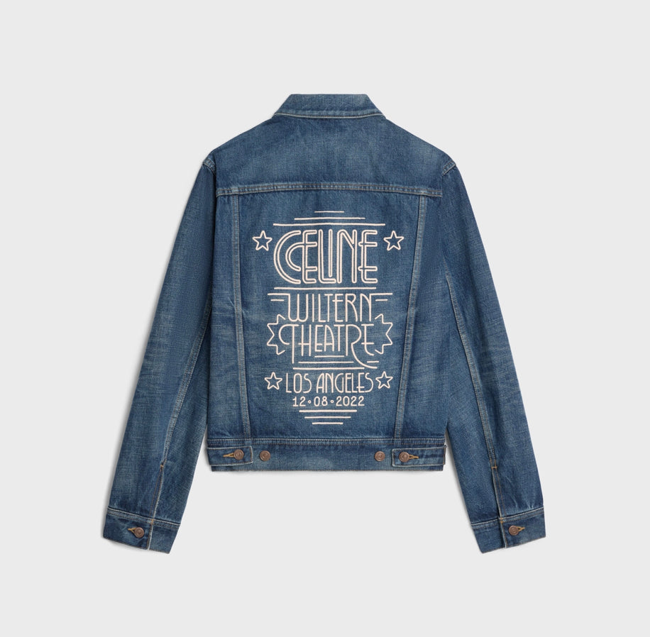Celine trucker jacket in dark union wash denim,Celine on sale,Celine online shop,Celine outlet,Celine 2Q768365M.07DU,celine w