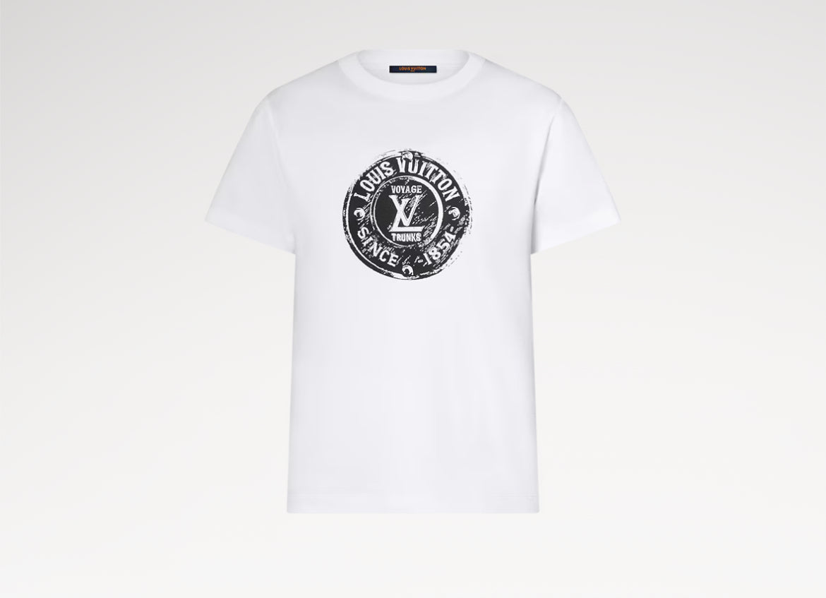 Louis Vuitton 1AHIZ9,LV 1AHIZ9,Louis Vuitton LV stamp tee,Louis Vuitton LV stamp T-shirt,Lv white womens t-shirt,LV white t-s