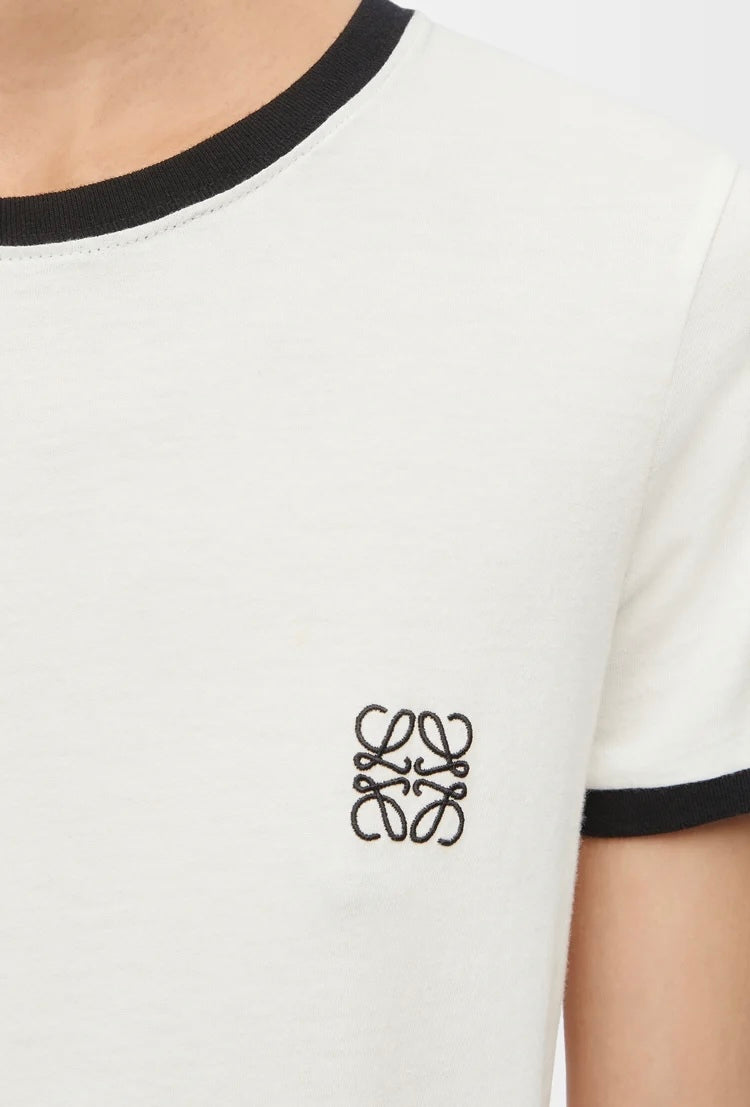 Loewe S359Y22X28,Loewe slim fit T-shirt in cotton,Loewe white T-shirt,Loewe embroidery white t-shirt,Loewe women white t-shir