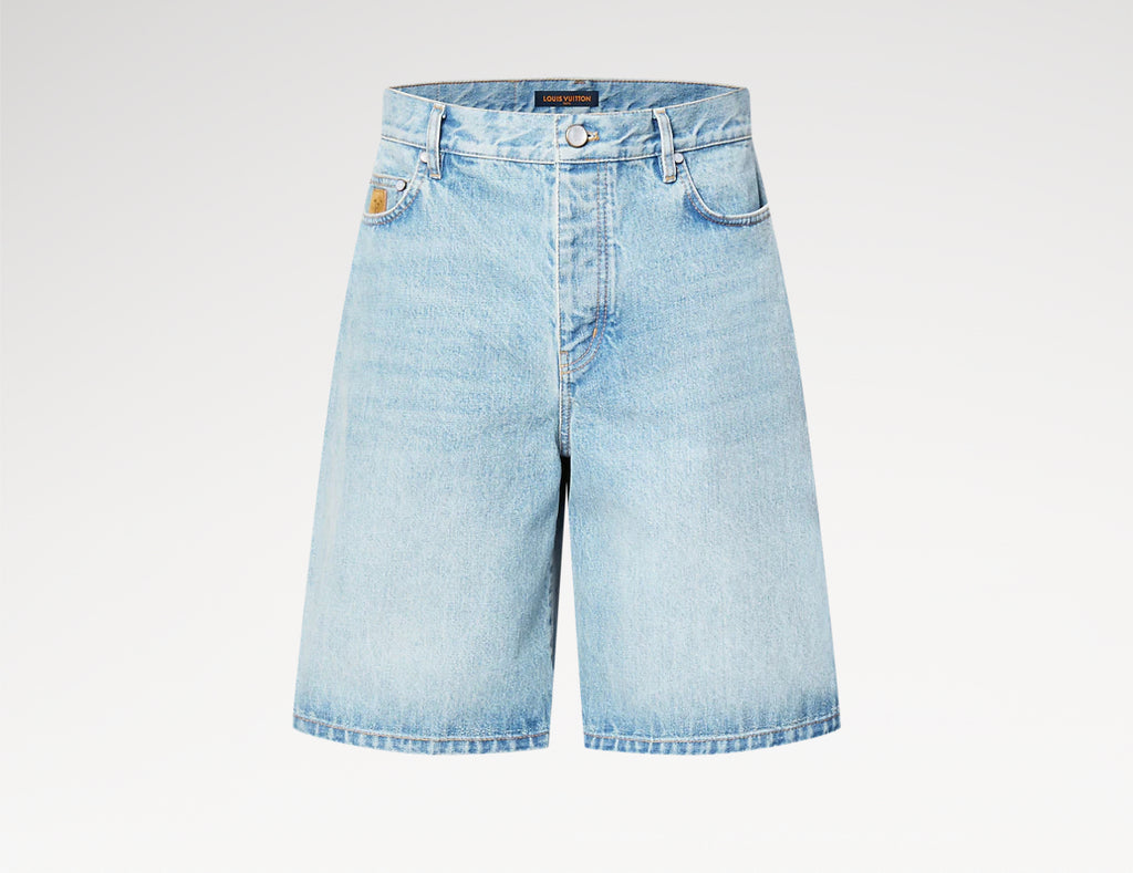 Louis Vuitton 1AGTHV,LV 1AGTHV,Louis Vuitton LV logo denim shorts,Louis Vuitton denim shorts,Louis Vuitton denim mens shorts,