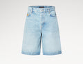 Louis Vuitton 1AGTHV,LV 1AGTHV,Louis Vuitton LV logo denim shorts,Louis Vuitton denim shorts,Louis Vuitton denim mens shorts,
