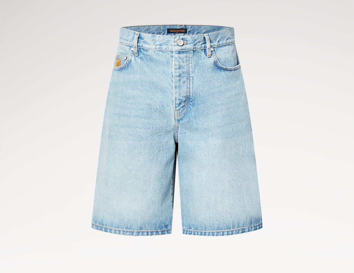 Louis Vuitton 1AGTHV,LV 1AGTHV,Louis Vuitton LV logo denim shorts,Louis Vuitton denim shorts,Louis Vuitton denim mens shorts,
