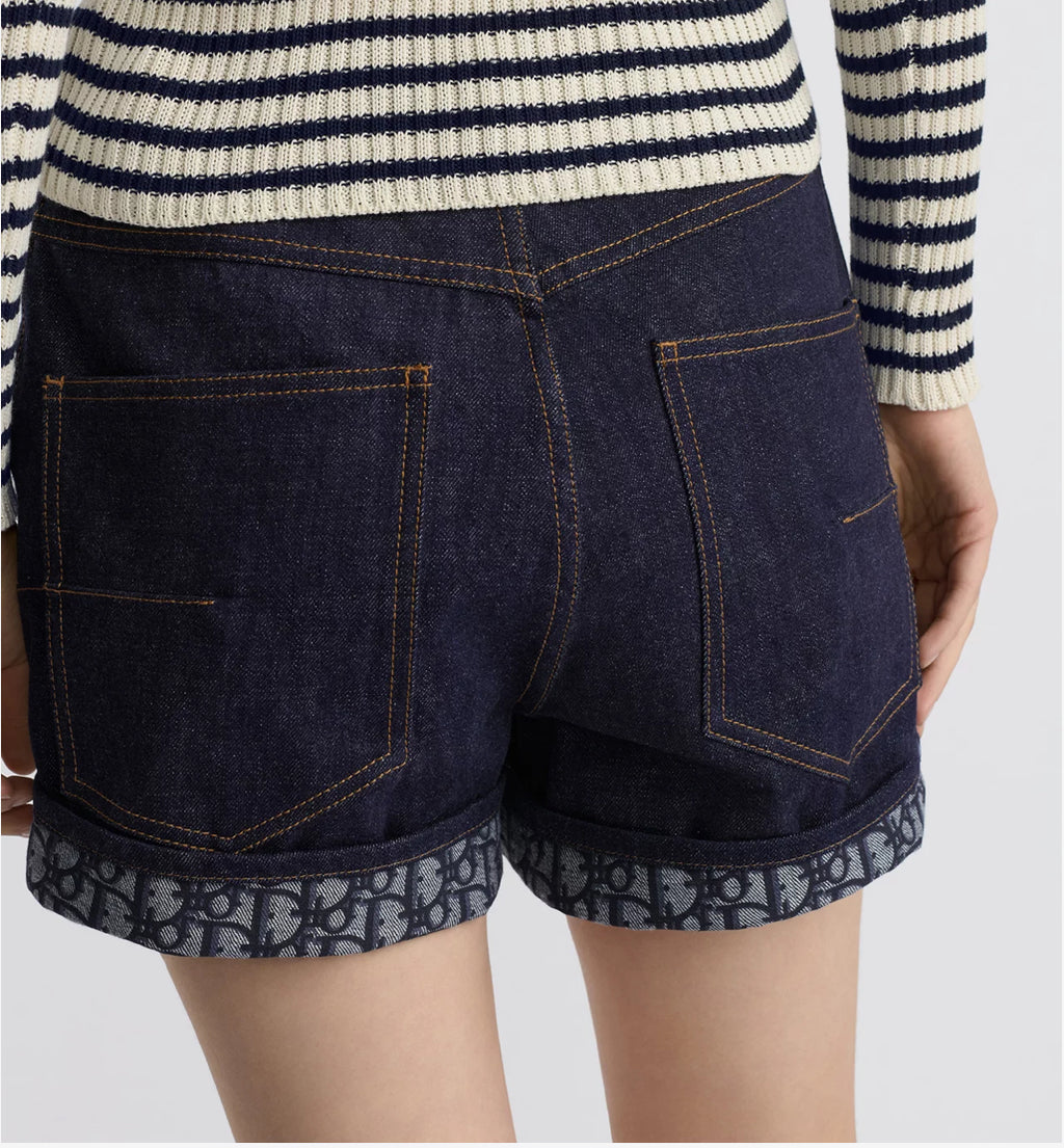 Dior 512P44A3426,Dior denim shorts,Dior denim womens shorts,Dior denim shorts with monogram,Dior denim short on sale,Dior den