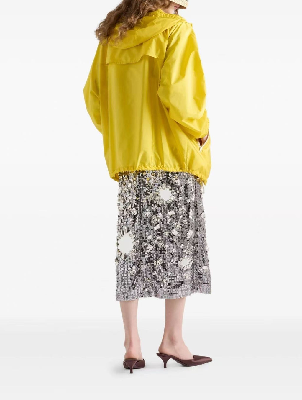Prada 292276SOOO1WQ9,Prada lightweight jacket,Prada oversized yellow jacket,Prada oversized yellow jacket womens,Prada yellow