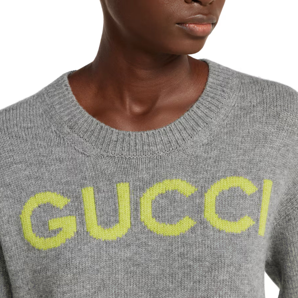 Winniemodo,Winniemodony,Gucci 770072 XKEBC,Gucci wool top,Gucci knit sweater,Gucci knit sweater sale,Gucci sweater grey,Gucci