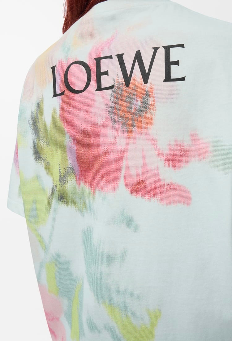 Loewe H526Y22XCJ,Loewe loose fit T-shirt in cotton,Loewe flower print t-shirt,Loewe flower print t-shirt blue,Loewe t-shirt,L