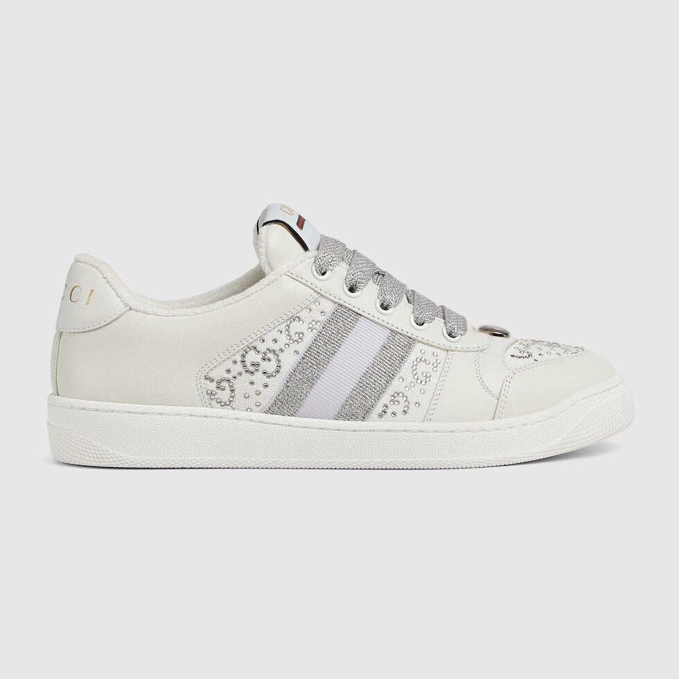 Gucci 732193FADQ7,Gucci screener sneaker,Gucci GG crystal sneaker,Gucci GG Crystal grey sneaker,Gucci Rhinestone sneaker,Gucc