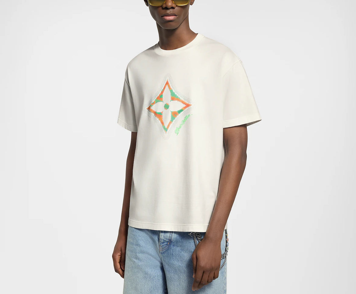 Louis Vuitton 1AGTRH,LV 1AGTRH,Louis Vuitton monogram flower T-shirt,Louis Vuitton 3D logo print T-shirt,Louis Vuitton white