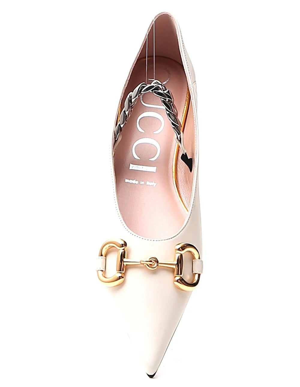 Gucci 621161 1RH00,Gucci Horsebit ballet flats,Gucci point toe flat shoes,Gucci ballerina white,Gucci white flats,Gucci point