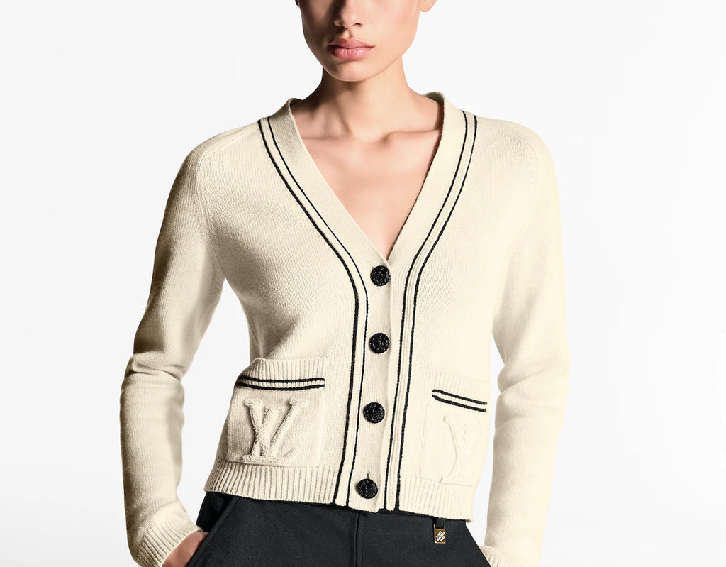Louis Vuitton 1AHJEC,LV 1AHJEC,Louis Vuitton stripe cardigan,Louis Vuitton white cardigan womens,Louis Vuitton womens cardiga