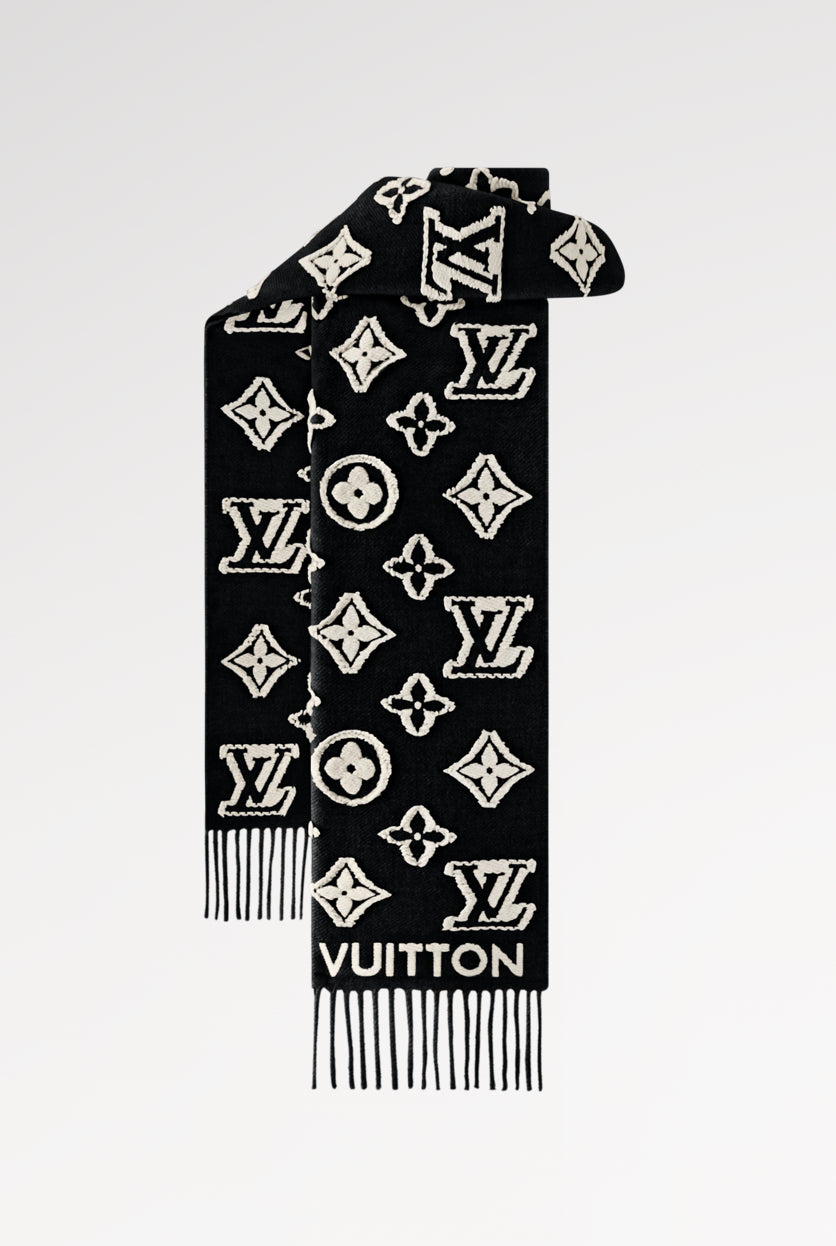 LV M90816,Louis Vuitton M90816,LV 3D scarf,LV scarf,LV scarf authenticity,LV scarf on sale,Louis Vuitton scarf outlet,Louis V