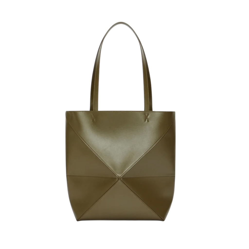 Loewe IDA657G50X01,Loewe Medium Puzzle Fold tote in shiny calfskin,Loewe puzzle fold tote bag,Loewe puzzle tote bag,Loewe gre