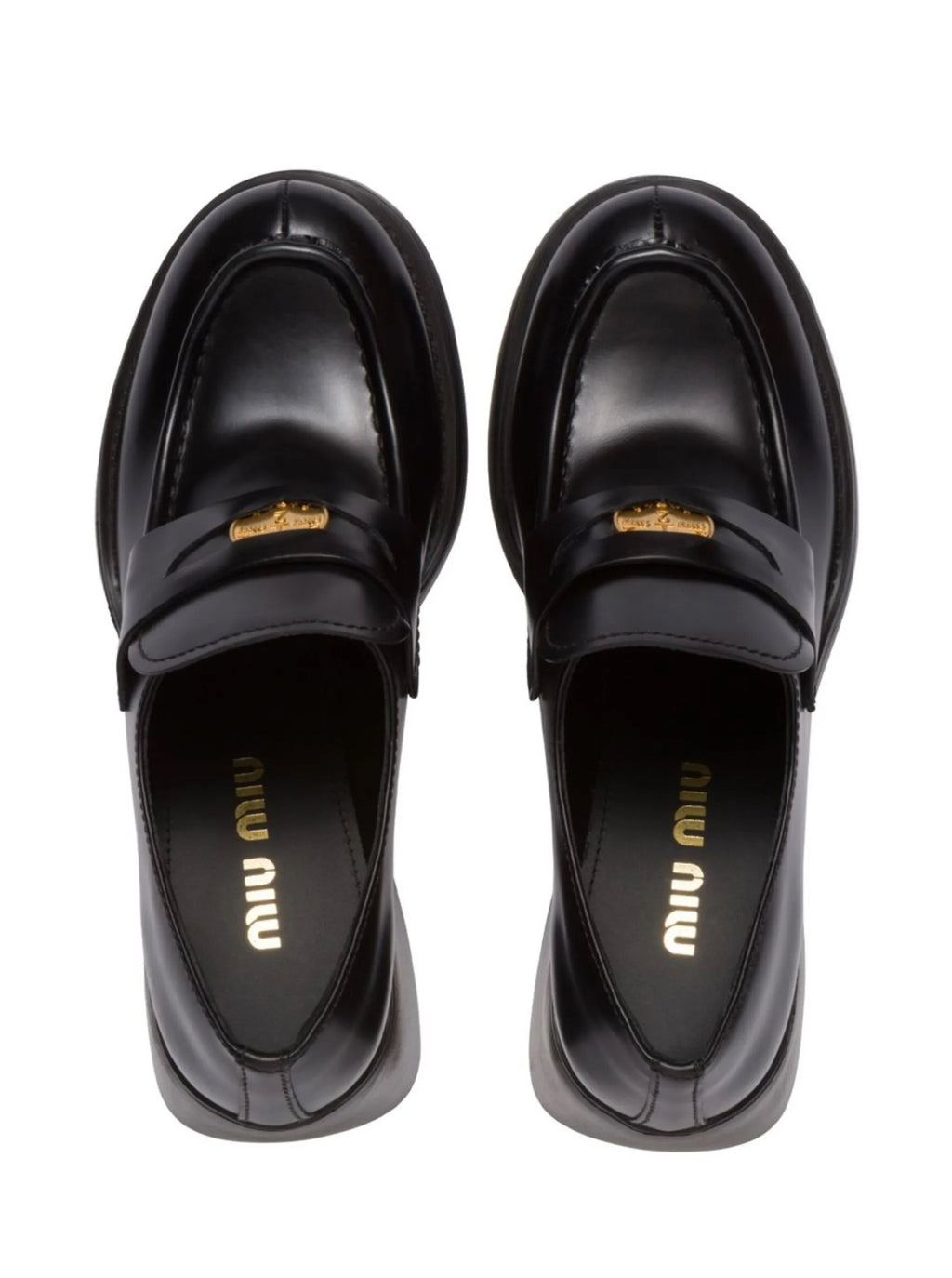 MIU MIU 5D820DB4LF0002,Winniemodo,Winnie modo,Miu Miu leather penny loafers,Miu Miu loafers chunky heels,Miu Miu loafers blac