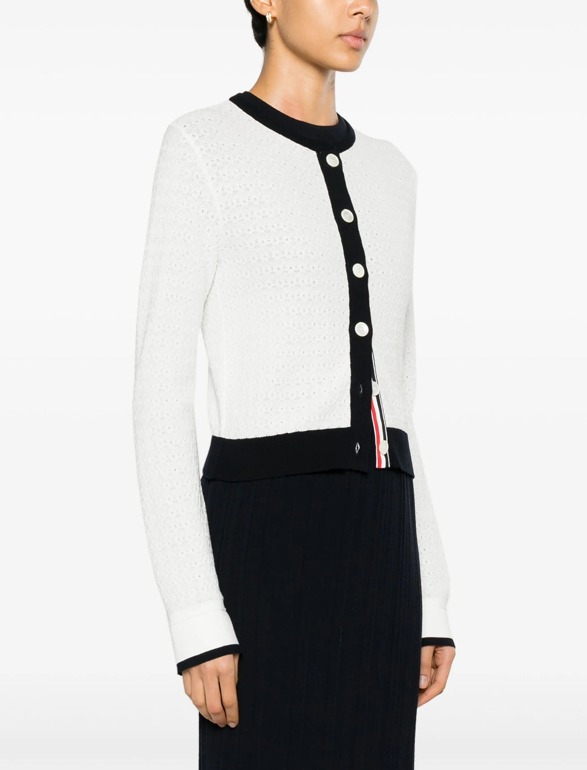 Thom Browne FKC602AY3009,Thom Browne white cardigan,Thom Browne cardigan,Thom Browne cardiganThom Browne cardigan authentic,T