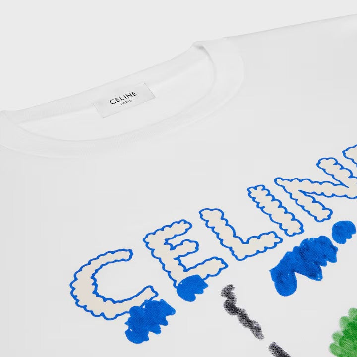 Celine RX0D5507Z.01MU,Celine RX0D5507Z.GDD7,Celine loose T-shirt in cotton jersey,Celine drawing print t-shirt,Celine Home pr