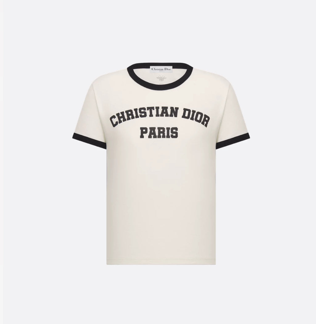 Dior 513T0B4222,Dior linen jersey T-shirt,Dior white T-shirt,Dior white T-shirt womens,Dior womens T-shirt 2025ss,Dior T-Shir