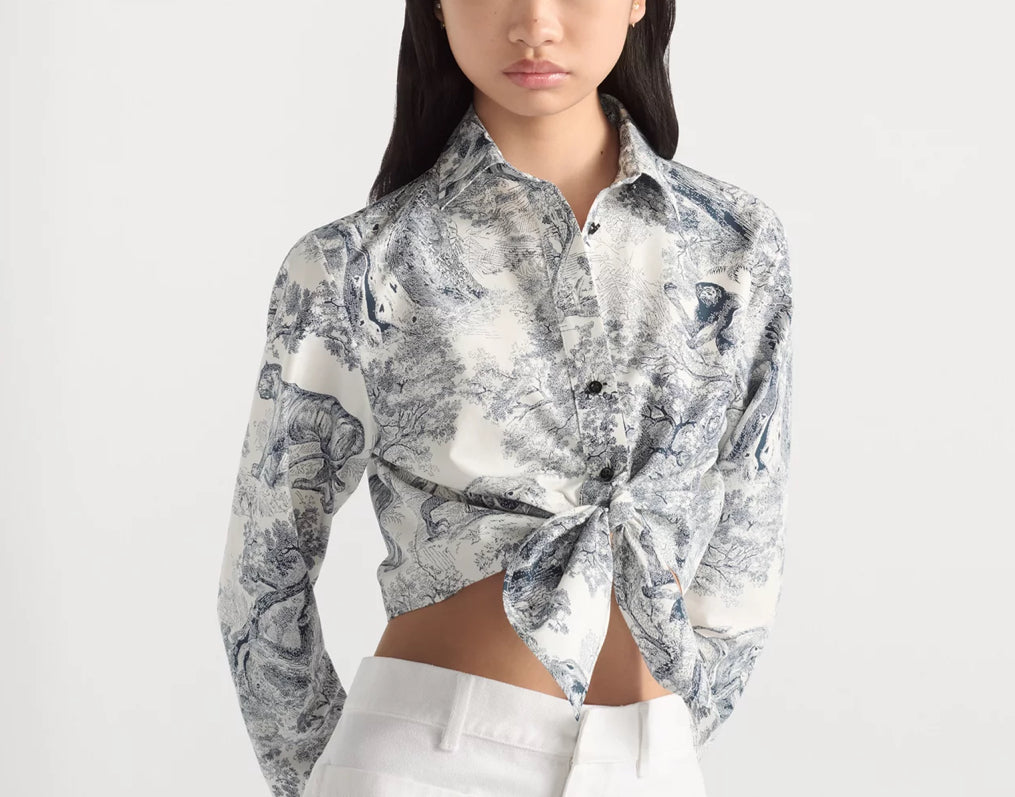 Dior 541B64A3327,Dior Diorivera cropped tired blouse,Dior Diorivera shirt,Dior buttons tied shirt,Dior tired blouse,Dior Dior