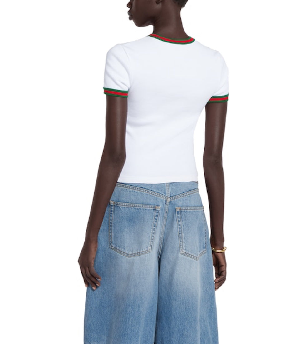 Gucci 828882XJG5O,Gucci rib T-shirt,Gucci rib white T-shirt,Gucci white womens T-shirt,Gucci white womens T-shirt 2015,Gucci