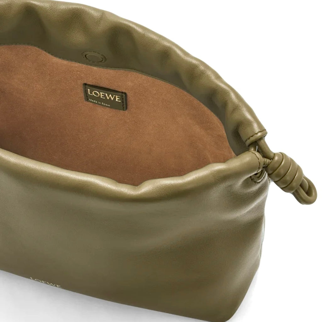 Loewe Medium Flamenco purse, Loewe Medium Flamenco bag, Loewe Flamenco bag, Loewe dark khaki flamenco bag, Loewe Medium Flame