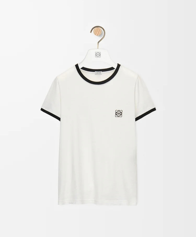 Loewe S359Y22X28,Loewe slim fit T-shirt in cotton,Loewe white T-shirt,Loewe embroidery white t-shirt,Loewe women white t-shir