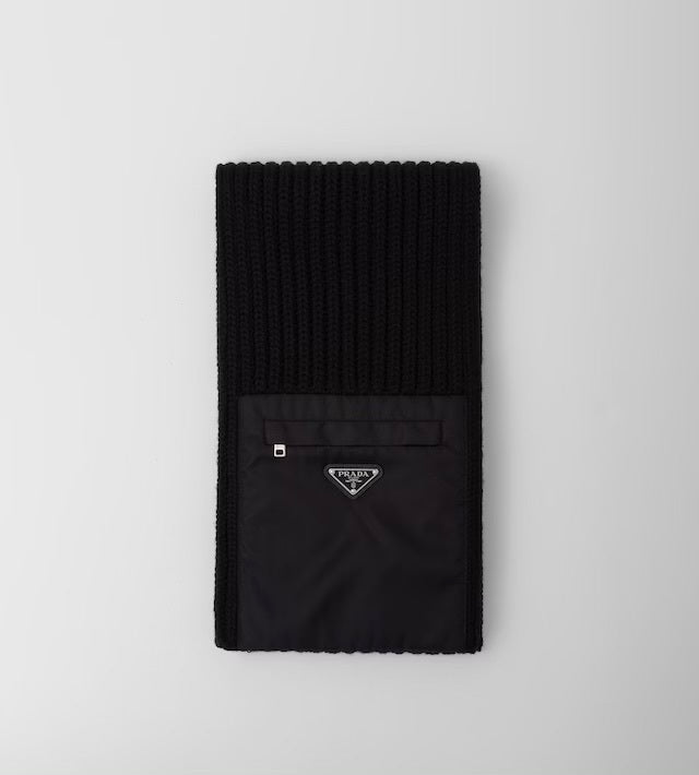 Prada re-nylon gabardine and wool scarf , Prada scarf online shop , prada scarf outlet  Prada  ,Prada scarf , Prada scarf on
