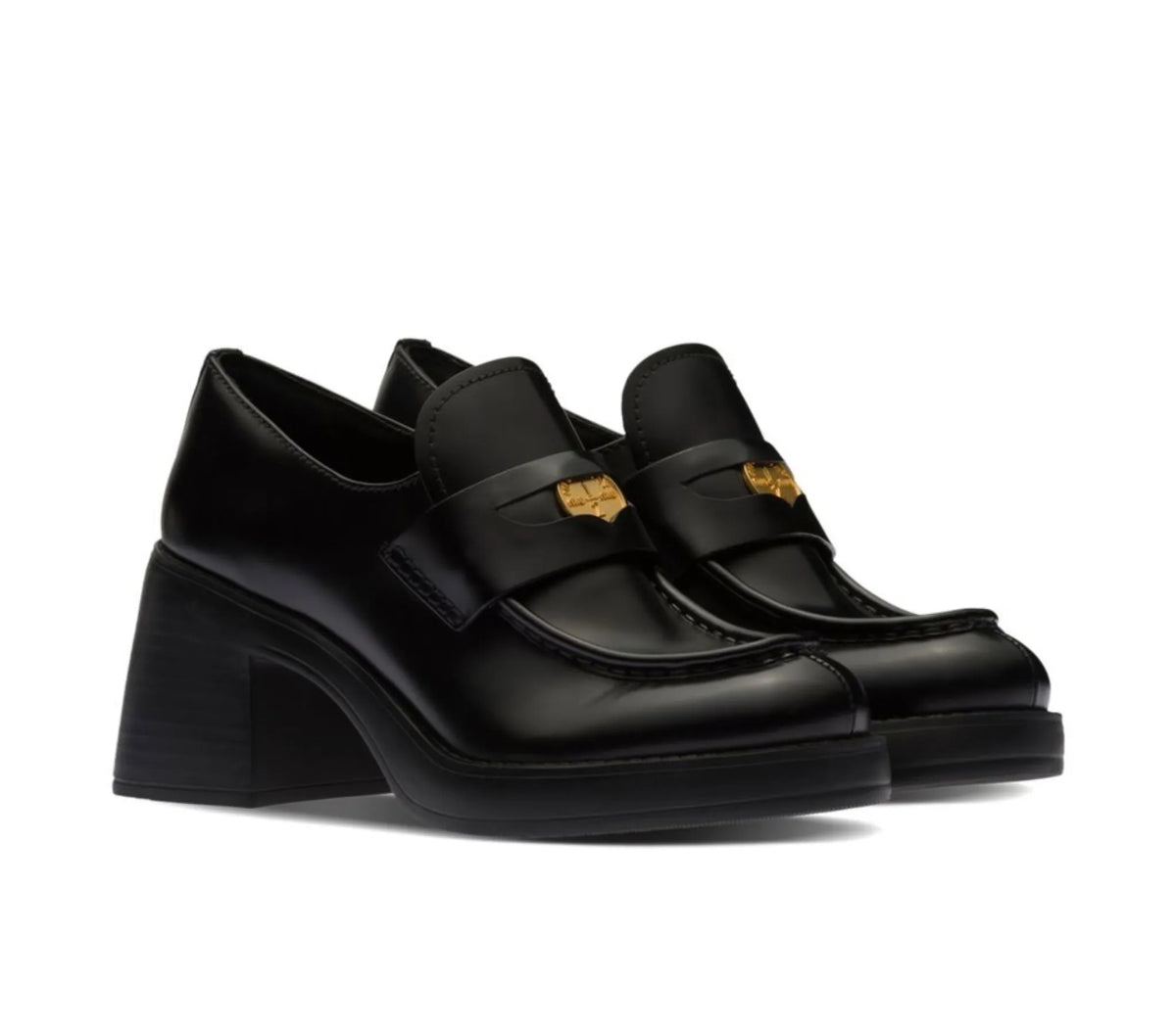 MIU MIU 5D820DB4LF0002,Winniemodo,Winnie modo,Miu Miu leather penny loafers,Miu Miu loafers chunky heels,Miu Miu loafers blac