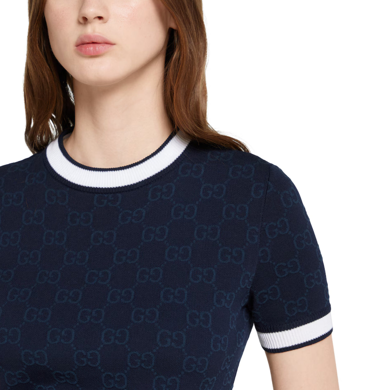 Winniemodo,Winniemodony,Gucci 836303 XKE0M,Gucci GG jacquard top,Gucci short sleeve knit sweater,Gucci knitwear,Gucci knit to