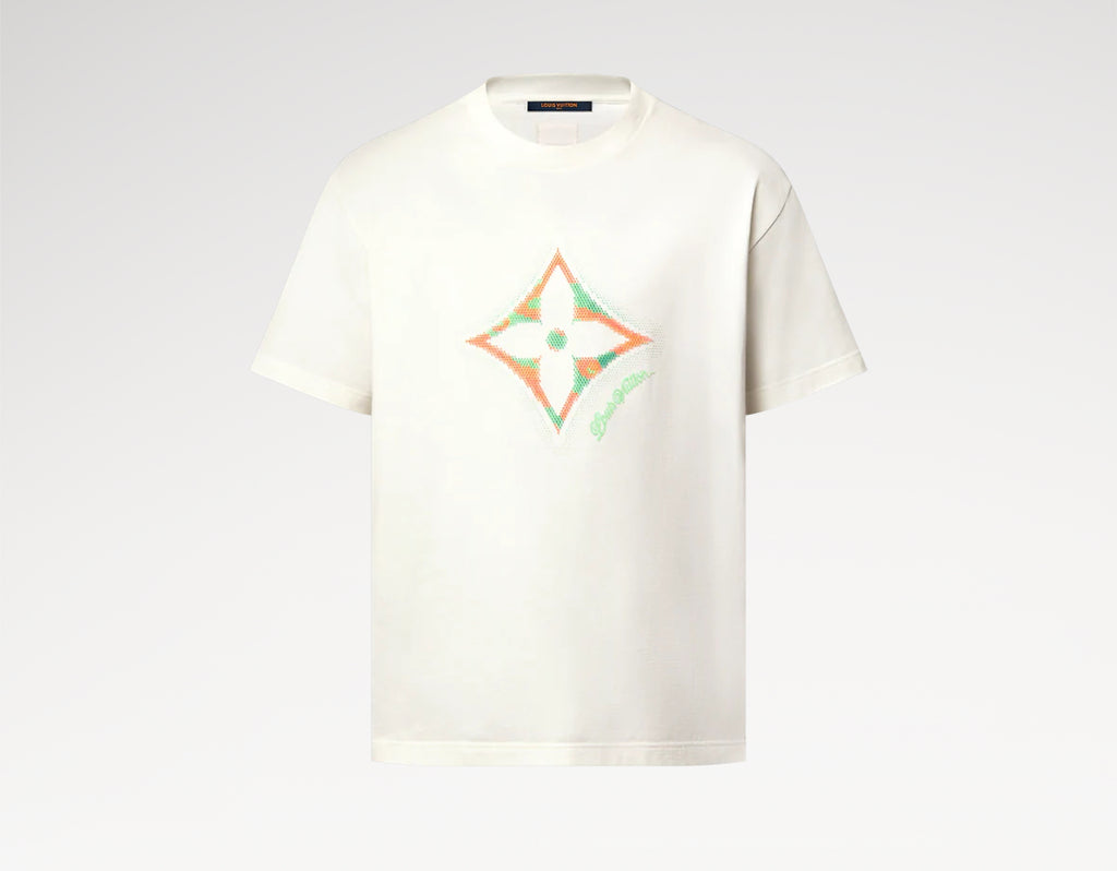 Louis Vuitton 1AGTRH,LV 1AGTRH,Louis Vuitton monogram flower T-shirt,Louis Vuitton 3D logo print T-shirt,Louis Vuitton white