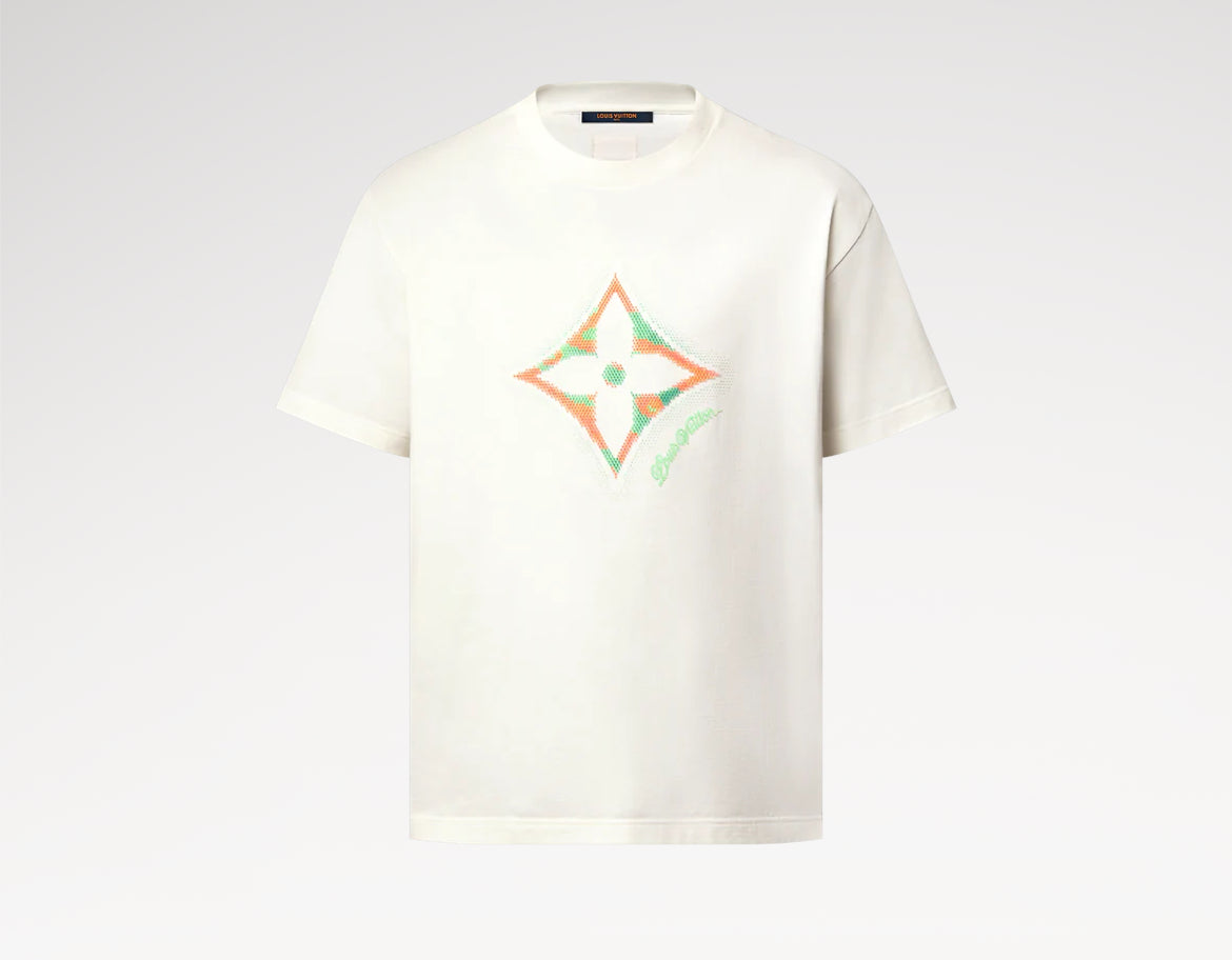 Louis Vuitton 1AGTRH,LV 1AGTRH,Louis Vuitton monogram flower T-shirt,Louis Vuitton 3D logo print T-shirt,Louis Vuitton white