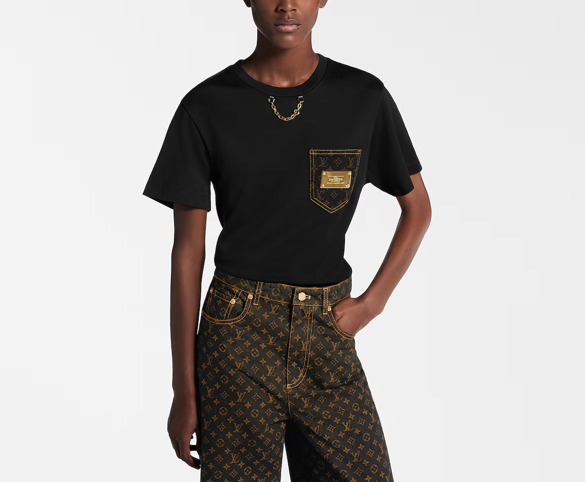 Louis Vuitton 1AIB29,LV 1AIB29, Louis Vuitton signature pocket T-shirt, LV pocket T-shirt, LV pocket black T-shirt, LV pocket