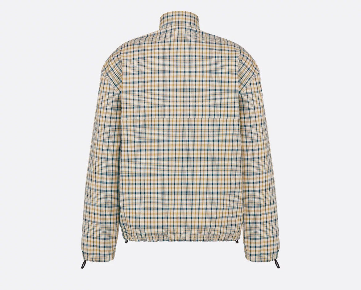 Dior 593C511A6523,Dior zipped shirt with CD Diamond embroidery,Dior zip up jacket,Dior zip up checkered jacket,Dior checkered