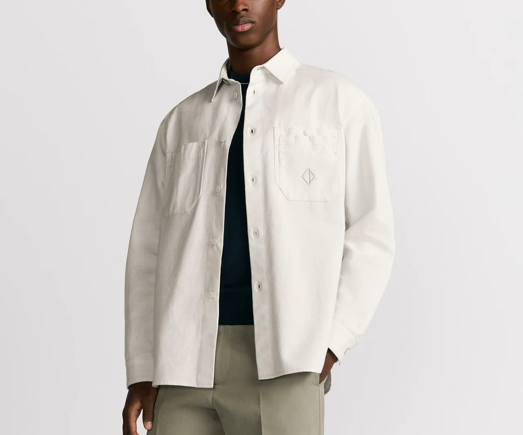 Dior 593D581A3011,Dior CD diamond shirt,Dior CD embroidery white shirt,Dior white shirt,Dior white shirt mens,Dior white shir