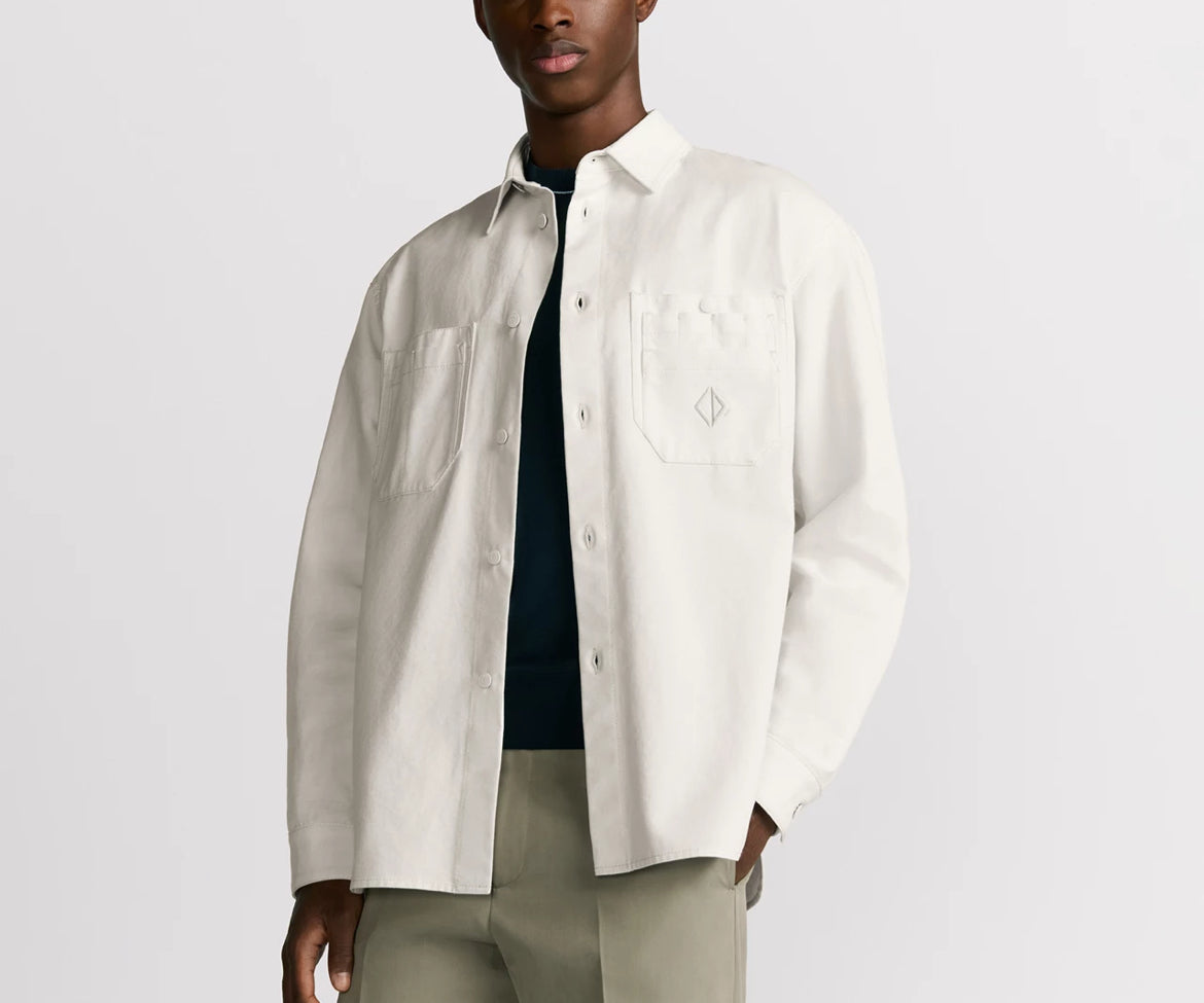Dior 593D581A3011,Dior CD diamond shirt,Dior CD embroidery white shirt,Dior white shirt,Dior white shirt mens,Dior white shir